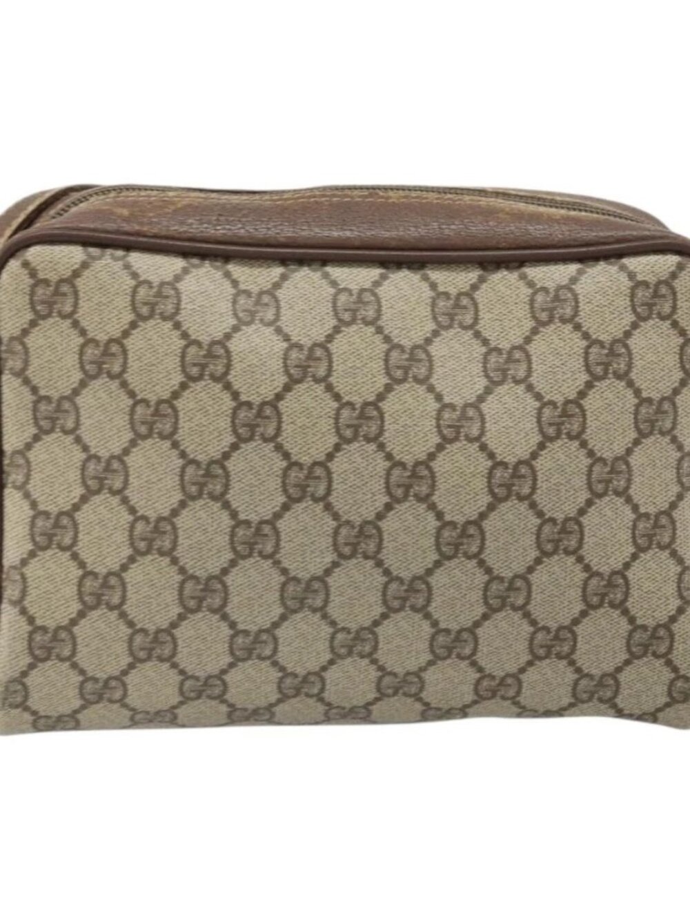 GUCCI GG Supreme Web Sherry Line Bag PVC Beige Gold - Picture 3 of 16